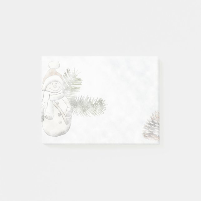 Vintersnögubbe & Pinecone helgdag Post-it Block (Framsida)