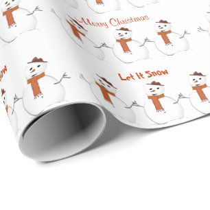 Vintersnögubbear låt det snöa god julvit presentpapper