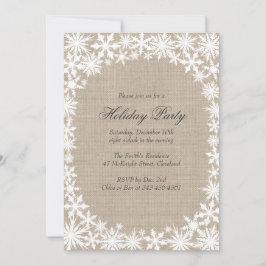 Vintersnöre på Burlapjulfestinbjudan Inbjudningar