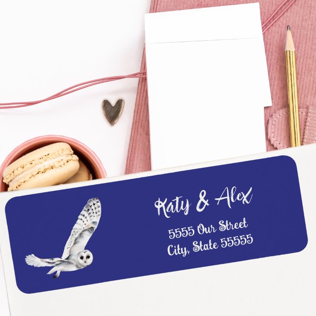 Vintersnöret Uggla - blått modern natur Returadress Etikett (Skapare uppladdad)