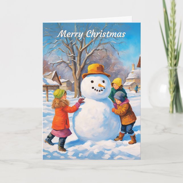 Vintersnöscen God Jul Festiv Jul Tomte Helgkort (Framsida)