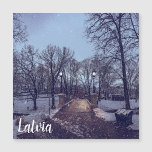 vintersnöstadspark på kvällen