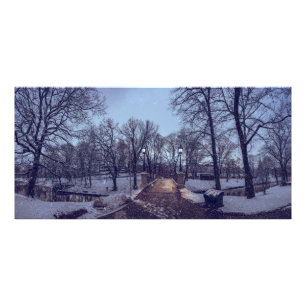 vintersnöstadspark på kvällen fototryck
