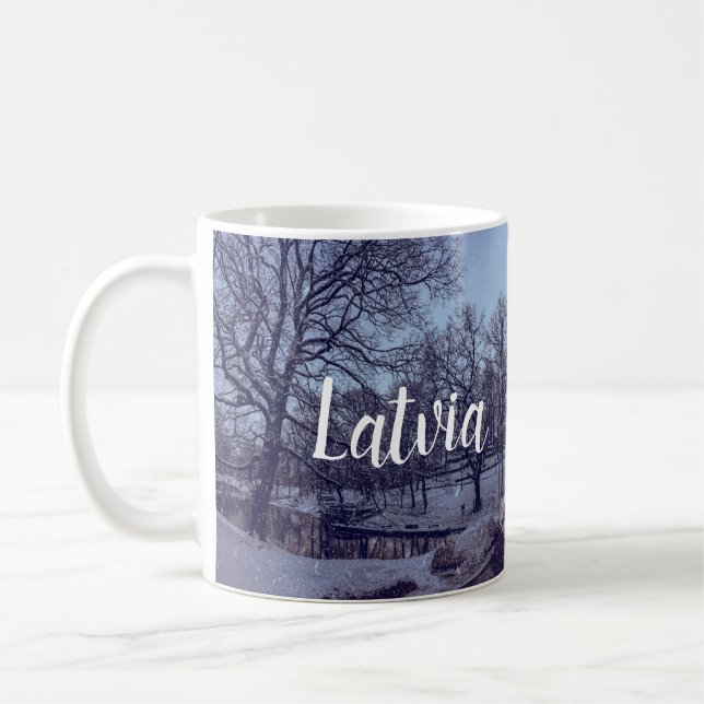 vintersnöstadspark på kvällen kaffemugg (Vänster)