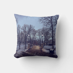 vintersnöstadspark på kvällen kudde