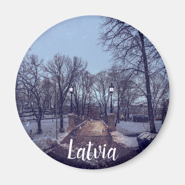 vintersnöstadspark på kvällen magnet (Framsidan)