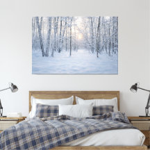 Vintersol i tyst björkskog