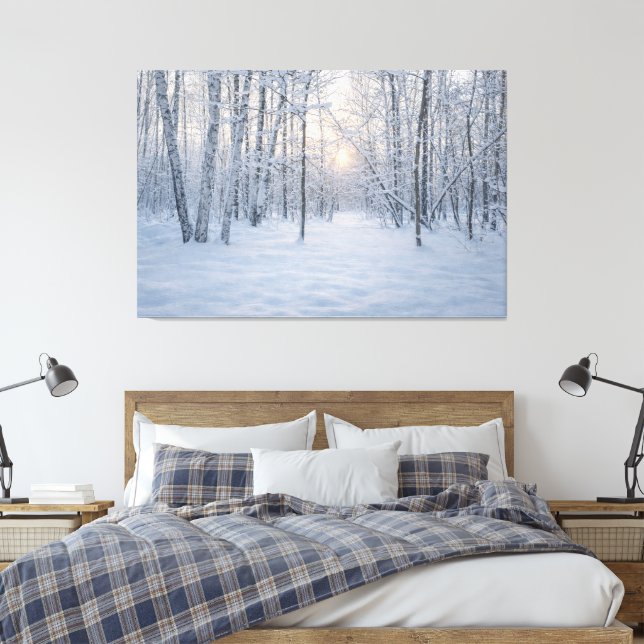 Vintersol i tyst björkskog canvastryck (Insitu (sovrum))