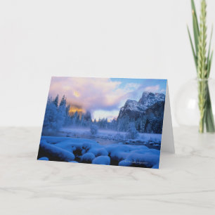 Vintersolnedgång i den Yosemite nationalparken Kort