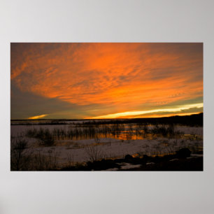 Vintersolnedgång över Harlan sjön Poster