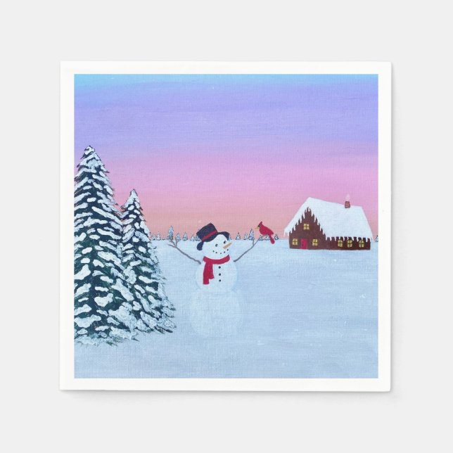 vintersolnedgång  pappersservett (Framsidan)