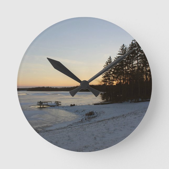 Vintersolnedgång Rund Klocka (Framsida)