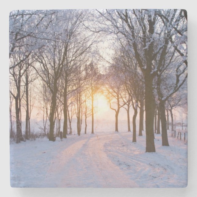 Vintersolnedgång Underlägg Sten (Framsidan)