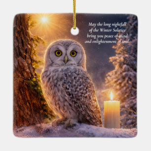 Vintersolstånd Blessing Vacker Uggla Ljus Julgransprydnad Keramik