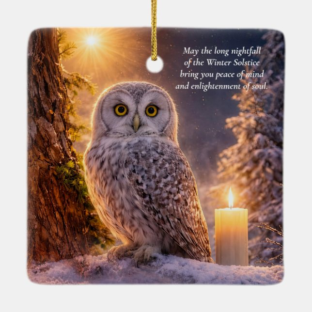 Vintersolstånd Blessing Vacker Uggla Ljus Julgransprydnad Keramik (Baksida)
