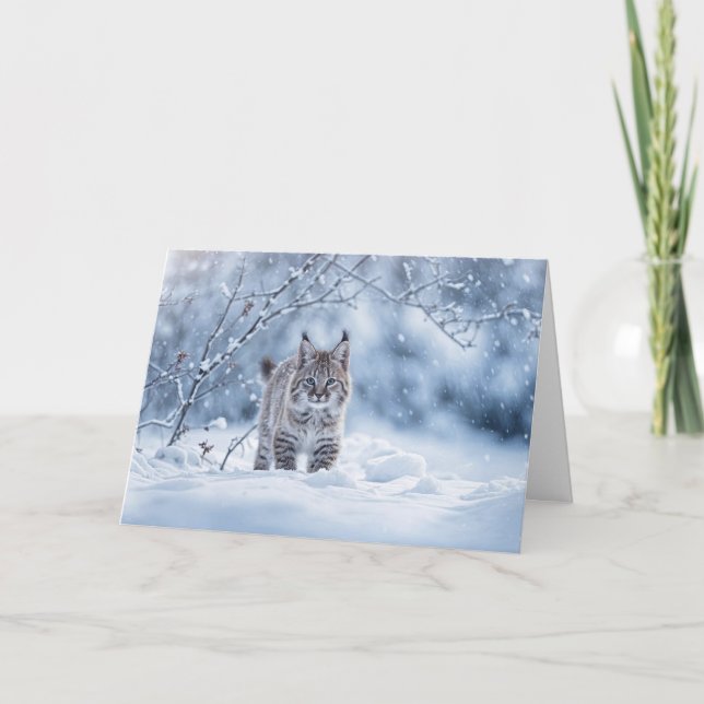 Vintersolstånd med Bobcat och Snö Kort (Framsida)