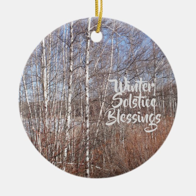 Vintersolstice Blessings Birch Forest Julgransprydnad Keramik (Framsidan)