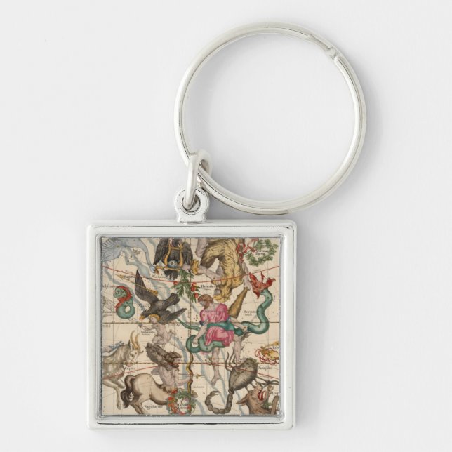 VinterSolstice Fyrkantig Silverfärgad Nyckelring (Framsidan)