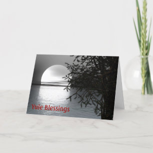 VinterSolstice Yule med månen över vatten Helgkort