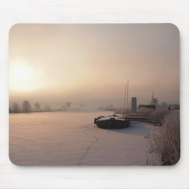Vintersoluppgång i Nederländerna mousepad Musmatta (Framsidan)