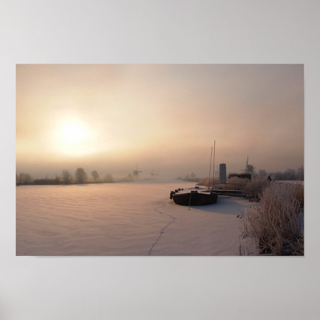 Vintersoluppgång i Nederländerna poster (Framsidan)