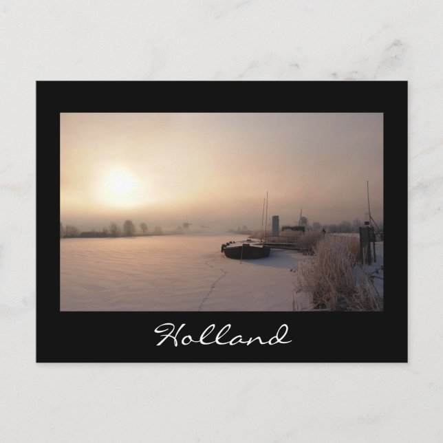 Vintersoluppgång i Nederländerna Vykort (Framsida)
