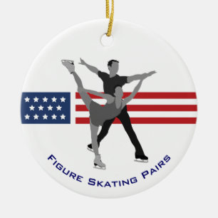 Vinterspel Patriotic Figur Skating Pairs Julgransprydnad Keramik
