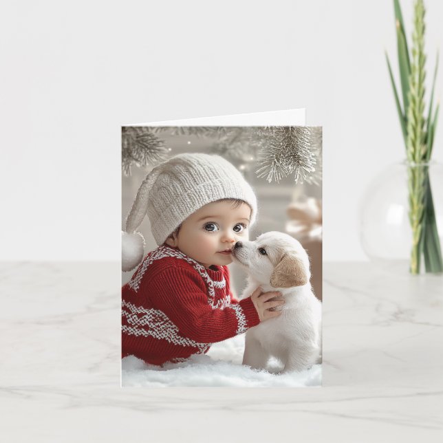 Vinterspeltid med Santa's Littlest Helpers Helgkort (Framsida)