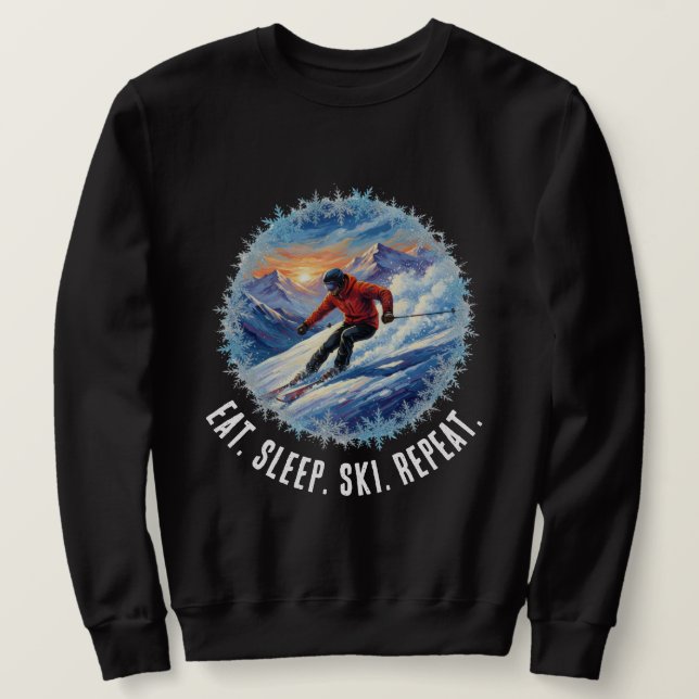 Vintersport - Ät. Sova. Ski. Repetera. Lång Ärmad Tröja (Design framsida)