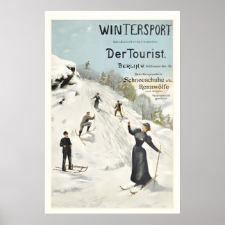 Vintersport Der Tourist Berlin Vintage Skidposter Poster