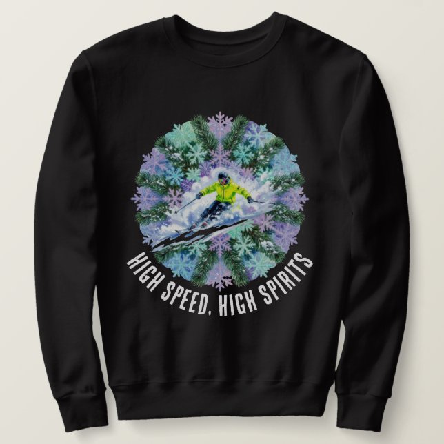 Vintersport - Hög Hastighet, Högt Stämningsläge Lång Ärmad Tröja (Design framsida)
