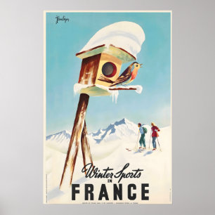 Vintersport i Frankrike Vintage skidposter Poster