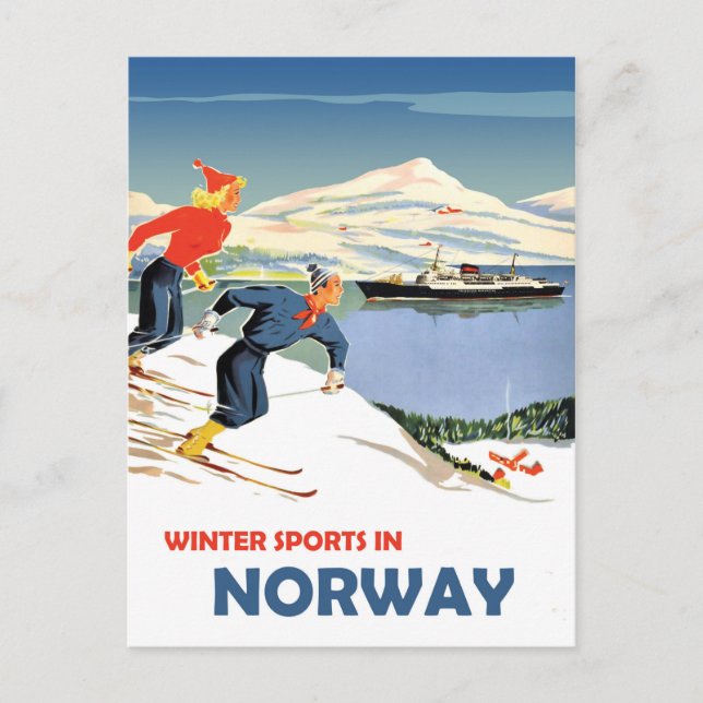 Vintersport i Norge Vykort (Framsida)