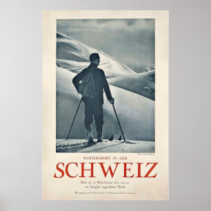 Vintersport i Schweiz Vintage Reseposter Poster