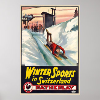Vintersport i Schweiz Vintage skidposter Poster