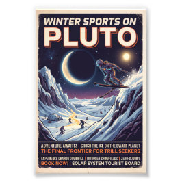 Vintersport på Pluto - Vintage Sci-Fi Fototryck