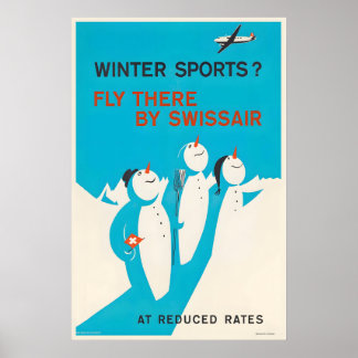 Vintersport Schweiz Flyg dit med flygplanet Poster