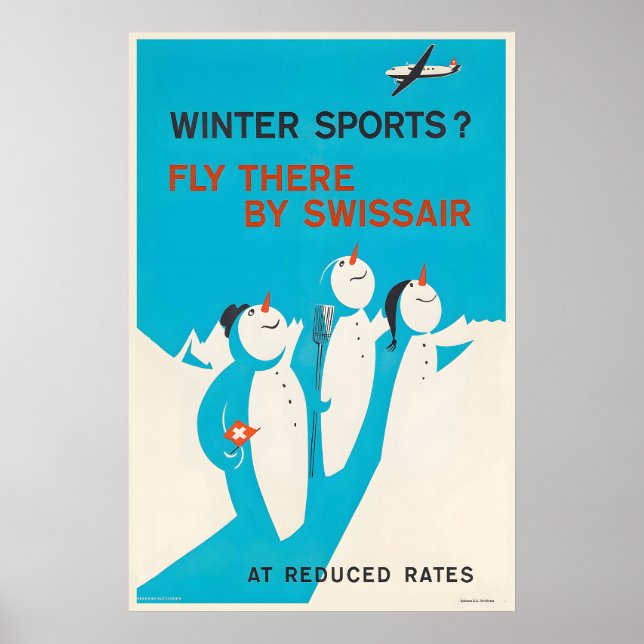 Vintersport Schweiz Flyg dit med flygplanet Poster (Framsidan)
