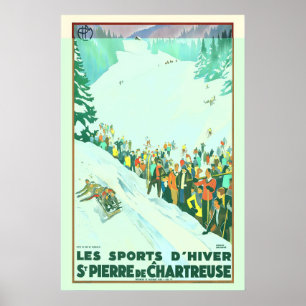 Vintersport St. Pierre de Chartreuse Frankrike Poster