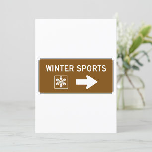 Vintersport Vägsign Invitation Inbjudningar