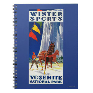 Vintersportar på Yosemite PosterYosemite, CA Anteckningsbok Med Spiral