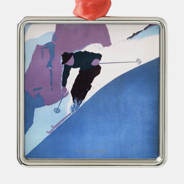 Vintersportar som skidar den befordrings- julgransprydnad metall (Framsidan)