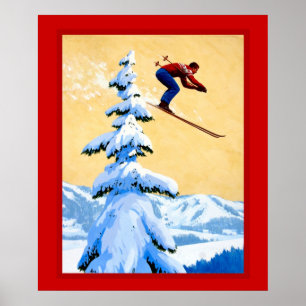 Vintersporter i vintage poster