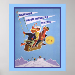 Vintersporter i vintage poster