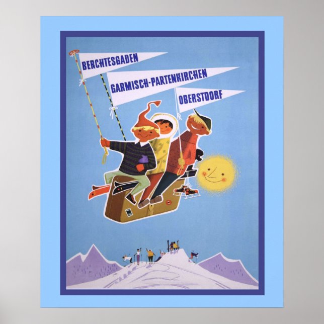 Vintersporter i vintage poster (Framsidan)