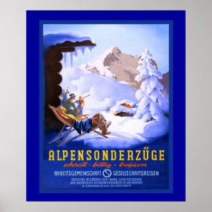 Vintersporter i vintage poster