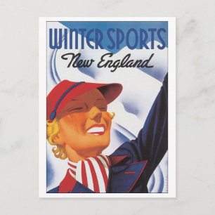 Vintersporter New England Vykort