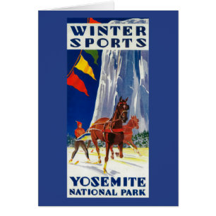 Vintersporter på Yosemite-affischYosemite, CA Hälsningskort