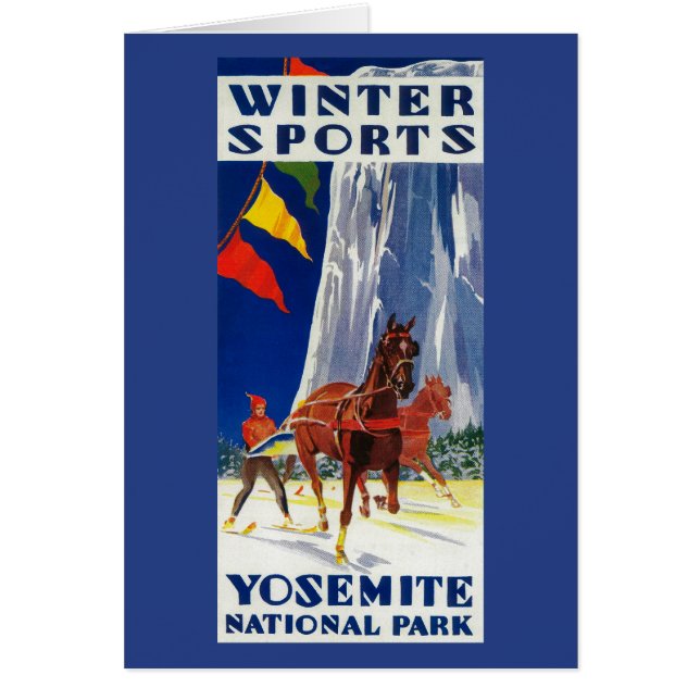 Vintersporter på Yosemite-affischYosemite, CA Hälsningskort (Framsidan)