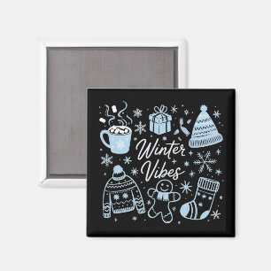 Vinterstämning Höger Xmas Säsong Snöflingor Magnet